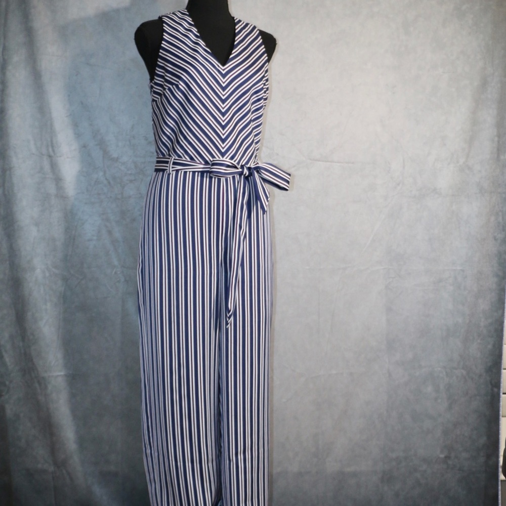 Nautical Stripe Long Pant Jumpsuit M